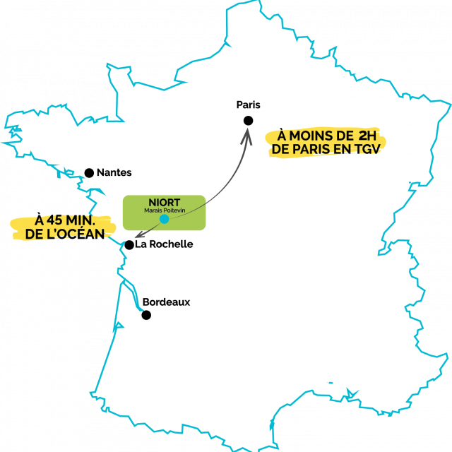 Carte Niort Contour Bleu